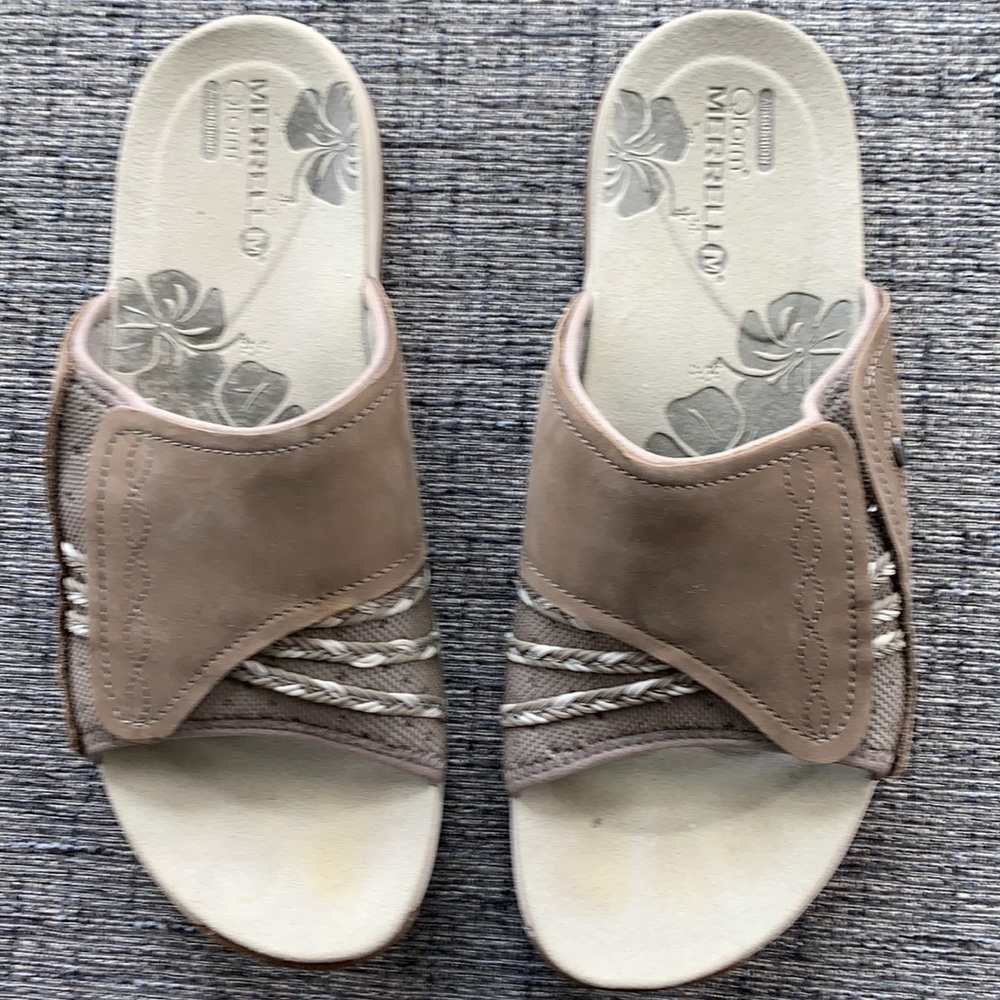Merrill slides, taupe suede